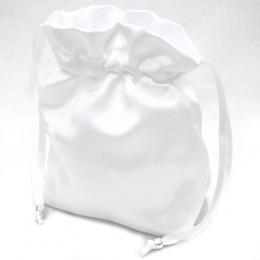 Girls White Plain Duchess Satin Dolly Bag